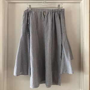 Seersucker Off-the-Shoulder Dress